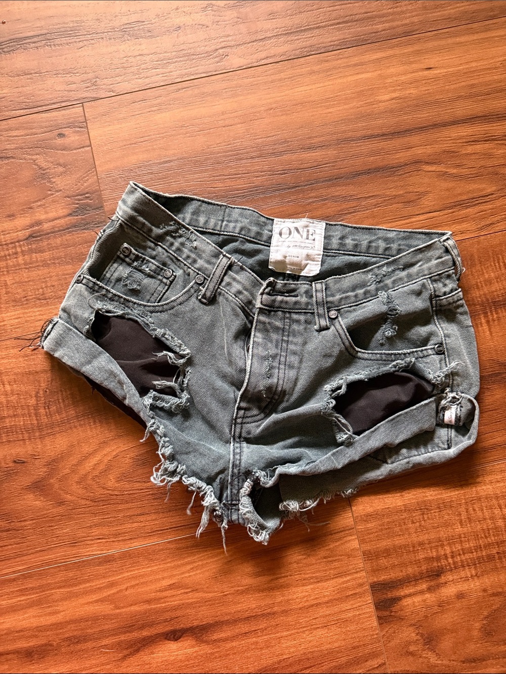 Black One Teaspoon Bandit Denim Women's Shorts